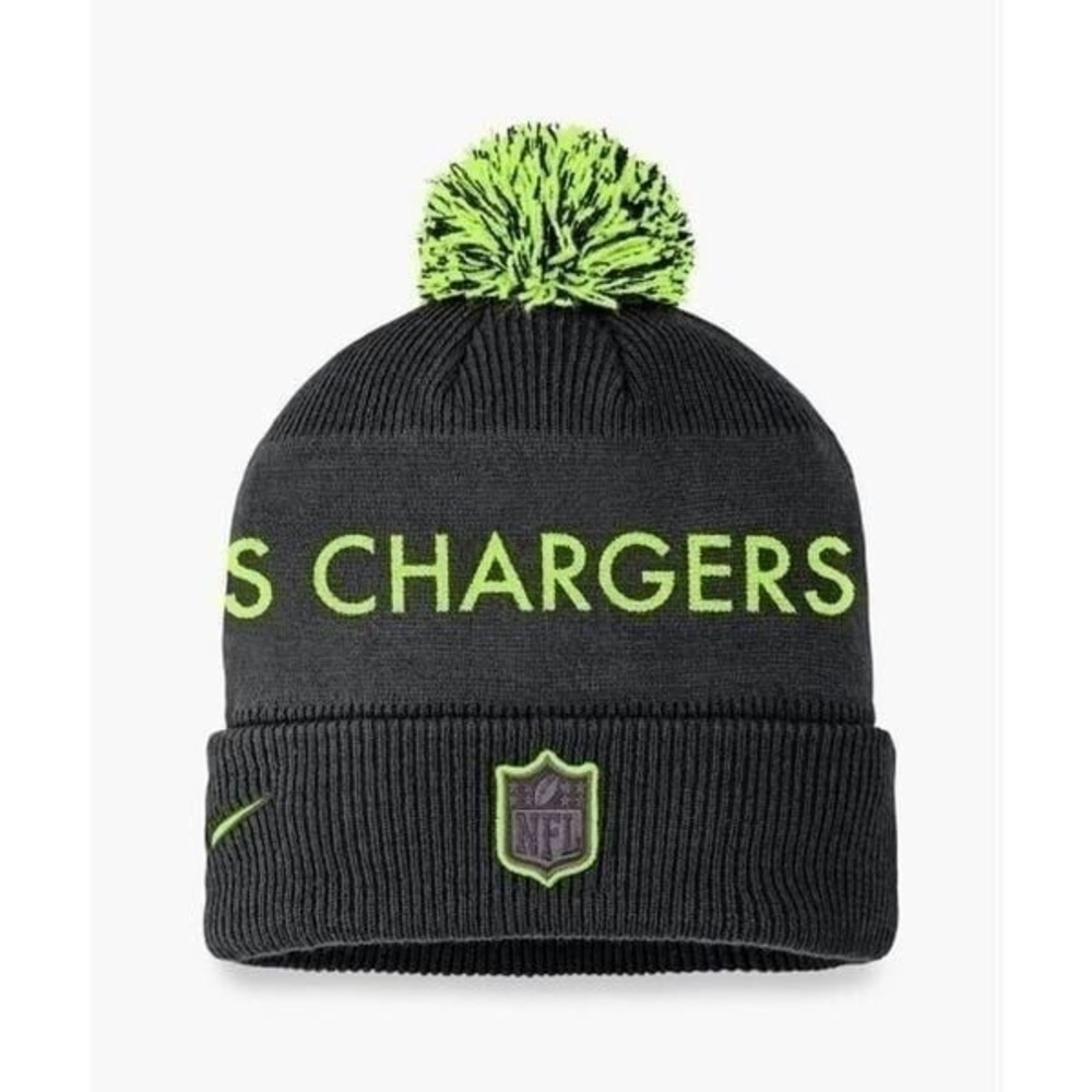 Nike Los Angeles Chargers Nike Volt Cuffed Knit Hat with Pom - Black- NWT